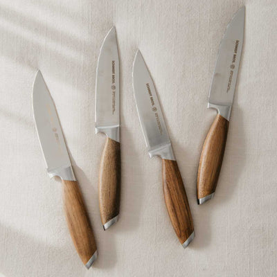 Schmidt Bros. Kitchen Cutlery Schmidt Brothers - Bonded Teak 4-Piece Jumbo Steak Knife Set, High-Carbon German Stainless Steel Cutlery