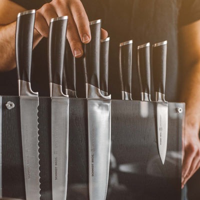 Schmidt Brothers Kitchen Cutlery Schmidt Brothers, Heritage Series, 12-Piece Knife Set, High-Carbon Stainless Steel Cutlery and Acrylic Magnetic Knife Block