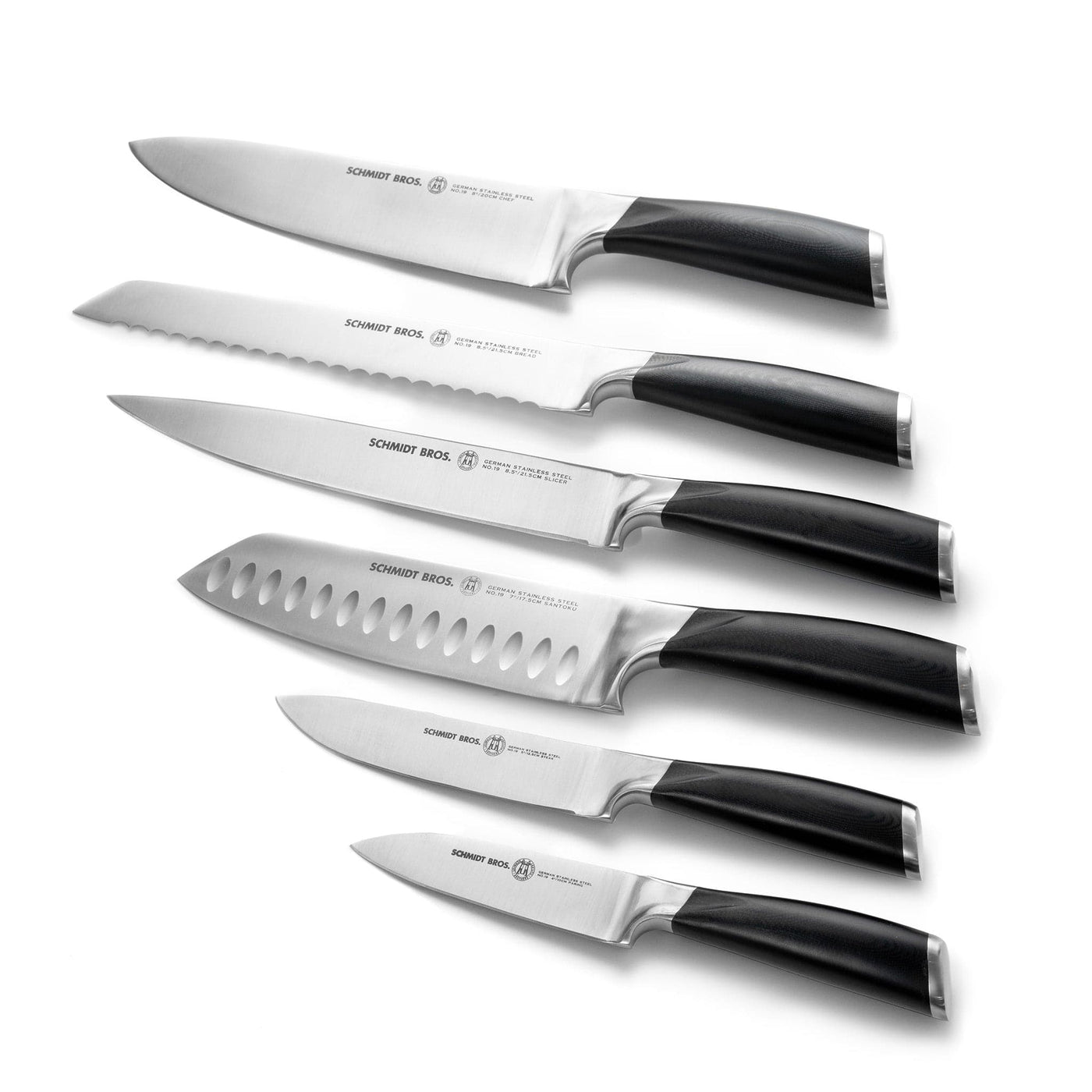 Schmidt Brothers Kitchen Cutlery Schmidt Brothers, Heritage Series, 12-Piece Knife Set, High-Carbon Stainless Steel Cutlery and Acrylic Magnetic Knife Block