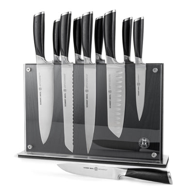 Schmidt Brothers Kitchen Cutlery Schmidt Brothers, Heritage Series, 12-Piece Knife Set, High-Carbon Stainless Steel Cutlery and Acrylic Magnetic Knife Block